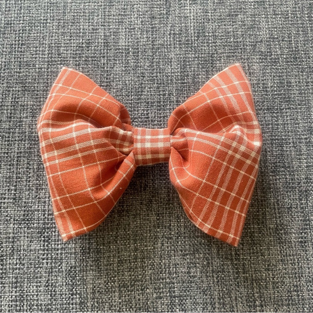 New Plaid Orange girls Hair Bow coquette feminine Fall pumpkin patch